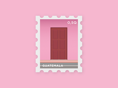 La Puerta 10 color door guatemala illustration postage puerta stamp stamps travel
