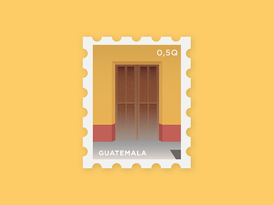 La Puerta 11 color door gold guatemala illustration maroon postage puerta red stamp stamps travel