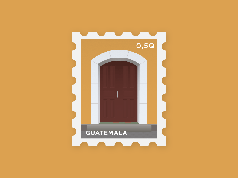 La Puerta 13 color door gold guatemala illustration mustard postage puerta stamp stamps travel yellow