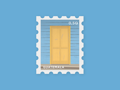 La Puerta 12 blue color door guatemala illustration postage puerta stamp stamps travel