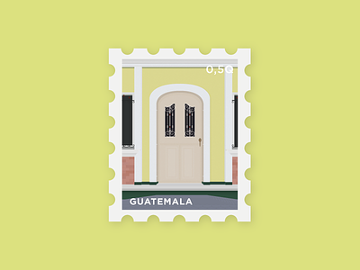 La Puerta 15 door green guatemala house illustration iron postage puerta stamp structure texture tiny