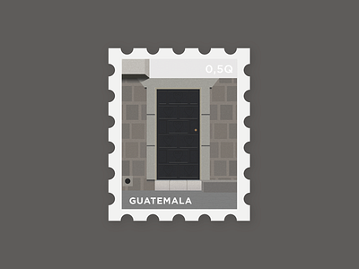 La Puerta 17 black brick door doorway guatemala illustration iron postage puerta stamp texture