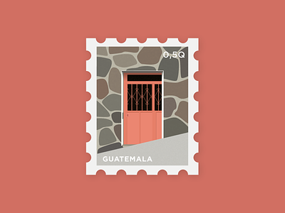 La Puerta 25 door guatemala illustration letter mini peach postage puerta rock stamp