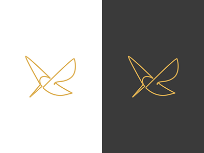 Hummingbird bird concept gold gray hummingbird icon illustration line logo simple wings