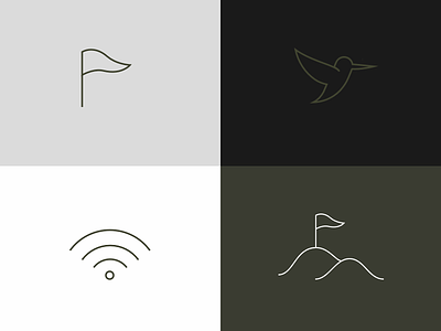 Line icon set bird flag hill hummingbird icon illustration line logo mark simple wifi