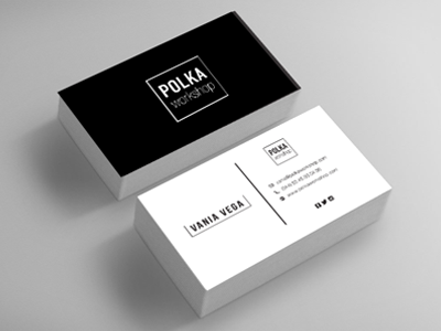 Polka Workshop Business Card black business card polka white workshop