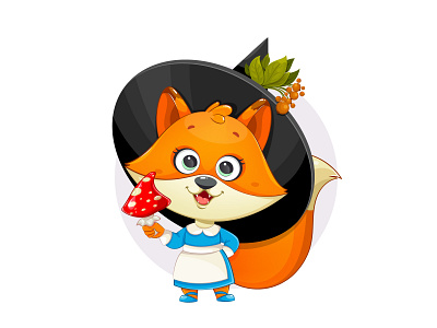 Cartoon witch fox cartoon character cute fox fox foxy halloween illustration little fox witch