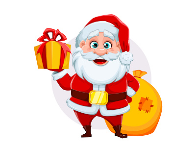 Santa Claus cartoon character cartoon cartoon character character cheerful santa christmas claus gift box happy new year illustration new year santa santa claus xmas