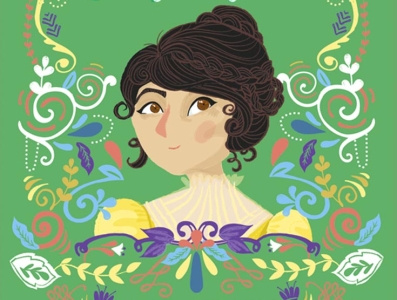 Jane Austen Persuasion Book Cover book cover border bright colours character cover art illustration kidlitart kids illustration pattern people people illustration portrait vector
