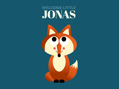 Little Jonas birth card fox illustration sketch vector