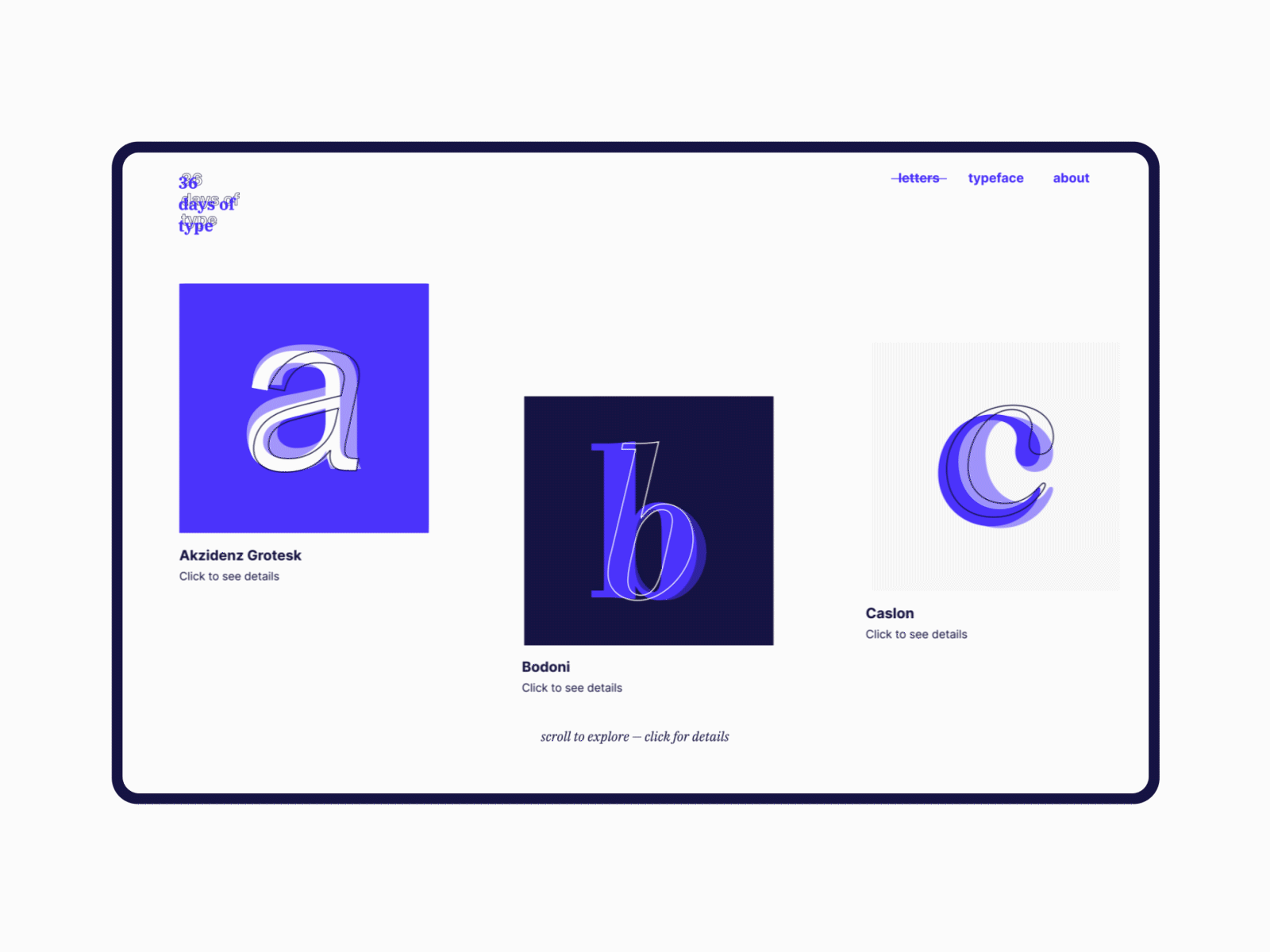 #36daysoftype — single letter page 36 days of type animation design graphic graphic design interaction interaction design motion motion graphics page transition parallax transition type typography ui ux web design website website concept website design