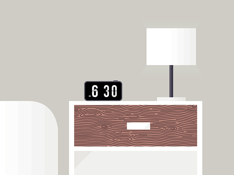 Morning vector illustration bed morning furniture nightstand minimalist