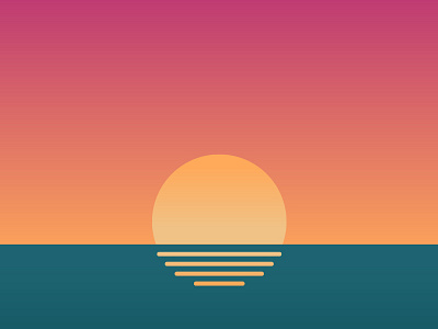 Sunset gradient landscape minimalist ocean sunset