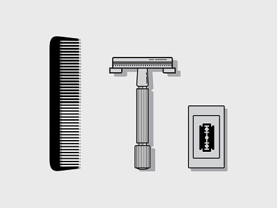 Hair Maintenance Tools bathroom comb icon illustration razor safety razor vector