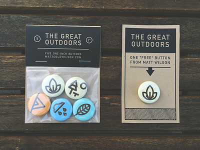Great Outdoors Buttons badges buttons forest icons nature outdoors packaging pin