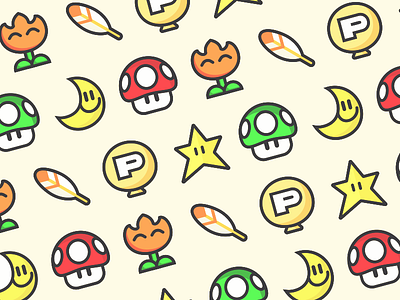 Super Mario World Power-Ups gaming icons illustration mario nintendo snes