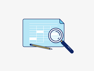 Lookin' at numbers icon illustration magnifying glass pencil spreadsheet