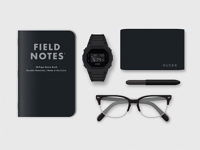My Everyday Carry edc field notes g shock illustration matte black minimalist photorealistic