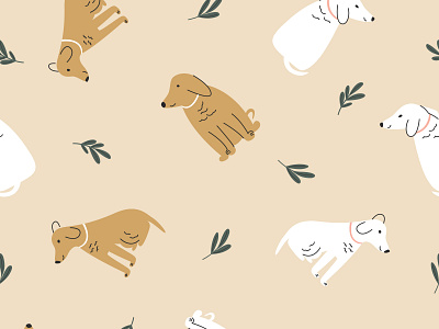 Vector pattern.Cute dogs on a light background.