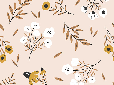 Seamless pattern. Colorful bright flowers on a light background.