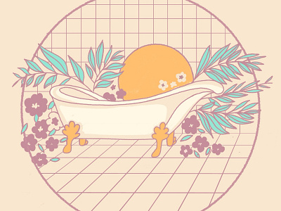 Dream bath bath branding design illustration lovely pink summer sun warm