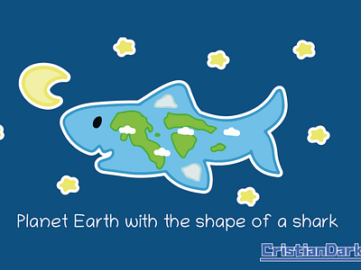 Planet Earth with the shape of a shark