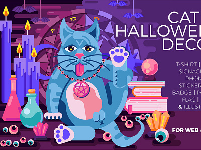 Helloween cat • Graphic Collection cat cat illustration design flat flat illustration graphic design halloween halloween cat illustration occulture poster poster design
