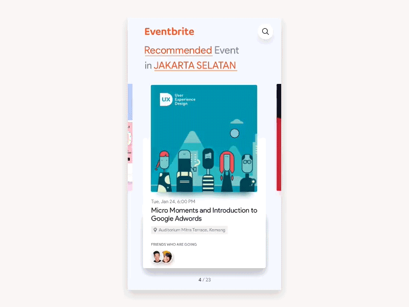 Eventbrite Redesign Concept animation card ios event gif ui