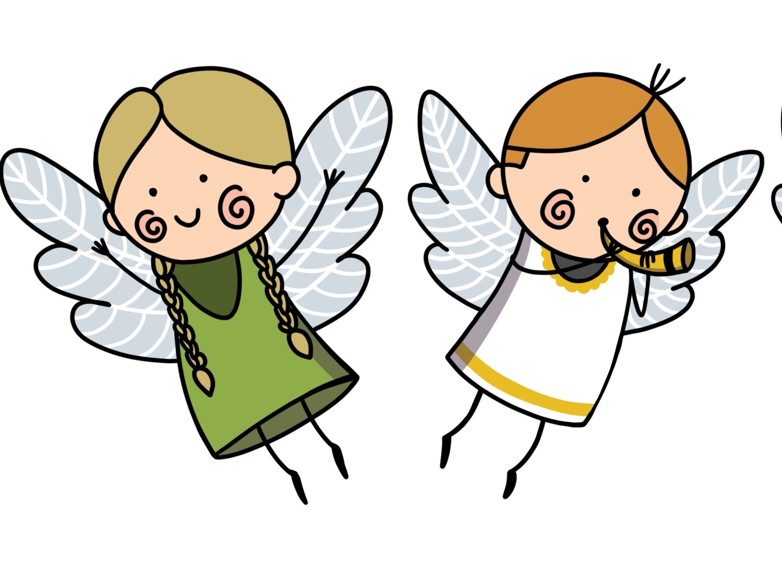 Cute Baby Angels with Wings Set, Adorable Boys And Girls Cartoon by ...