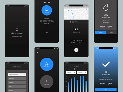 sixthreezero Ride Tracker | UX UI Design app app design app development bicycle bicycle app black and white blue branding branding and identity gradient ios app user design user interaction user interface user interface design ux ux ui ux design vector website design