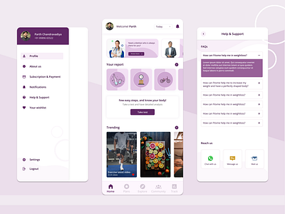 Healthcare mobile app androidapp branding design fitness graphic design health healthcare hospital mental fitness mobileapp pastle physical fitness purple ui uiux ux weight weight gain weight loss