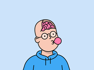 Howdy! avatar bobby brain bubblegum gum hello bobby hellobobby illustration nerd