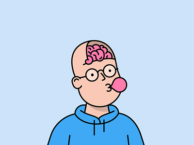 Howdy! avatar bobby brain bubblegum gum hello bobby hellobobby illustration nerd