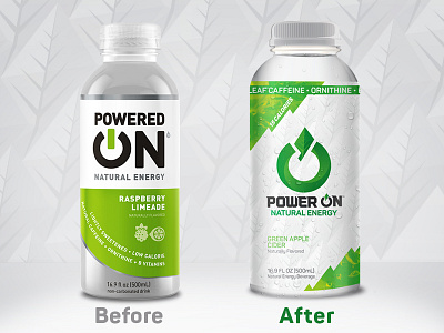 Poweron Redesign beverage energy drink label logo package design patterns redesign