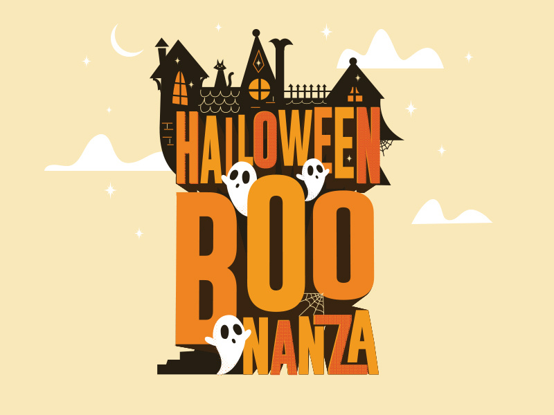 Halloween Boonanza haunted house haunted moon stars clouds boo ghosts halloween illustrator