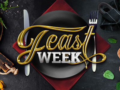 Feast Week Logo feast food foodie fork illustrator knife napkin photoshop plate week
