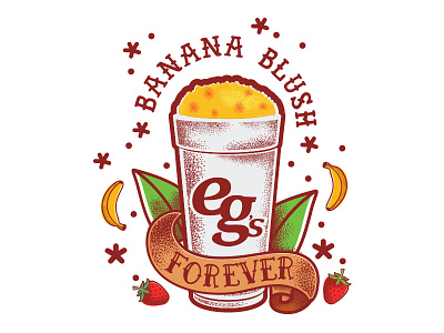 Banana Blush Tattoo banana banana blush illustrator leaf strawberry tattoo vector