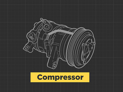 A/C Components accumulator air conditioner automotive car parts components compressor condenser illustrator intructional