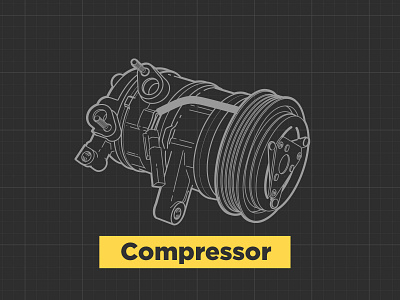 A/C Components accumulator air conditioner automotive car parts components compressor condenser illustrator intructional