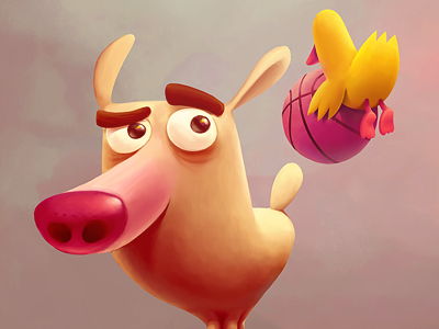 Want to play? ball debut dribbble duck pink weirdo