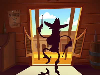 Billy bandit cowboy illustrator saloon vector wanted western