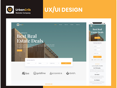 Urban Crib Restates Website for both Desktop and Mobile view productdesign restates ui website