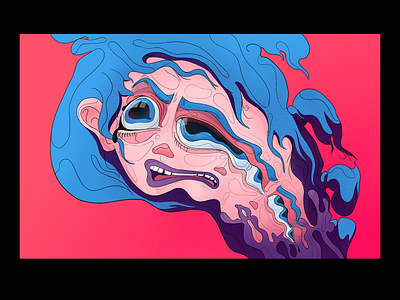 Multiply character design dynamic expressive face girl graphic illustration toxic weird