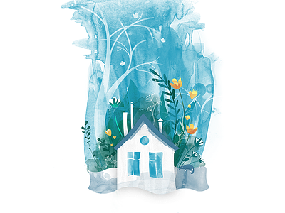 Home art childhood cute design flowers graphic home illustration nature spring watercolor