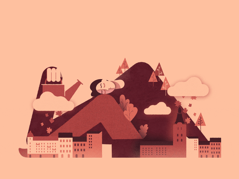 Lazy & Sleepy romantic autumn rain sleepy lazy material after effects noise animation character graphic illustration