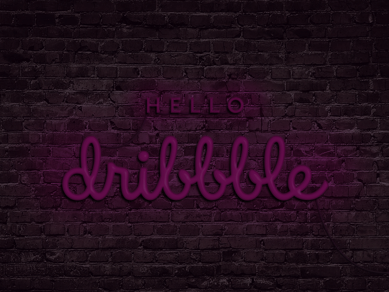 First shot debut dribbble first shot neon sign