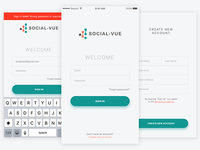 Free Sketch - Simple Sign in & Sign up Screen interface ios login signin signup space ui ux