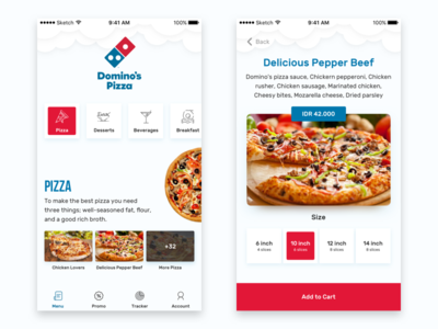 Dominos Pizza Redesign Concept blue dominos pizza food food app inspiration order pizza red restaurant uiux