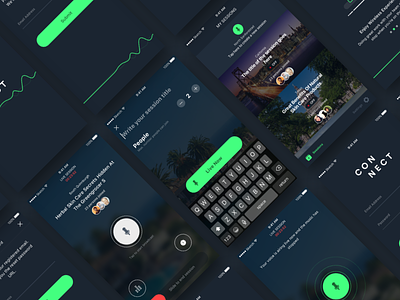 Connect - Live Video Streaming App connect dark ui green ios live video streaming uiux