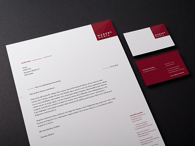 Madert Media Print bill business card corporate design detmold letter logo matert media red wine